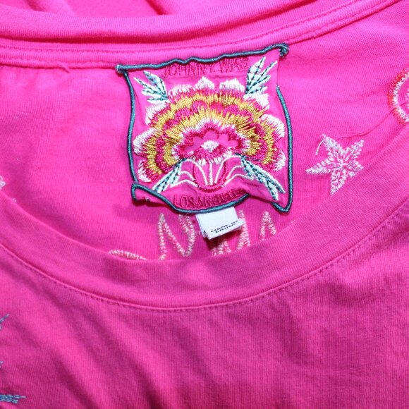 Johnny Was Biya JWLA Jade 3J Workshop Embroidered T-Shirt Top M - Picture 2 of 5
